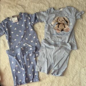 H&M Light Blue Bunny and Heart Pajama Set